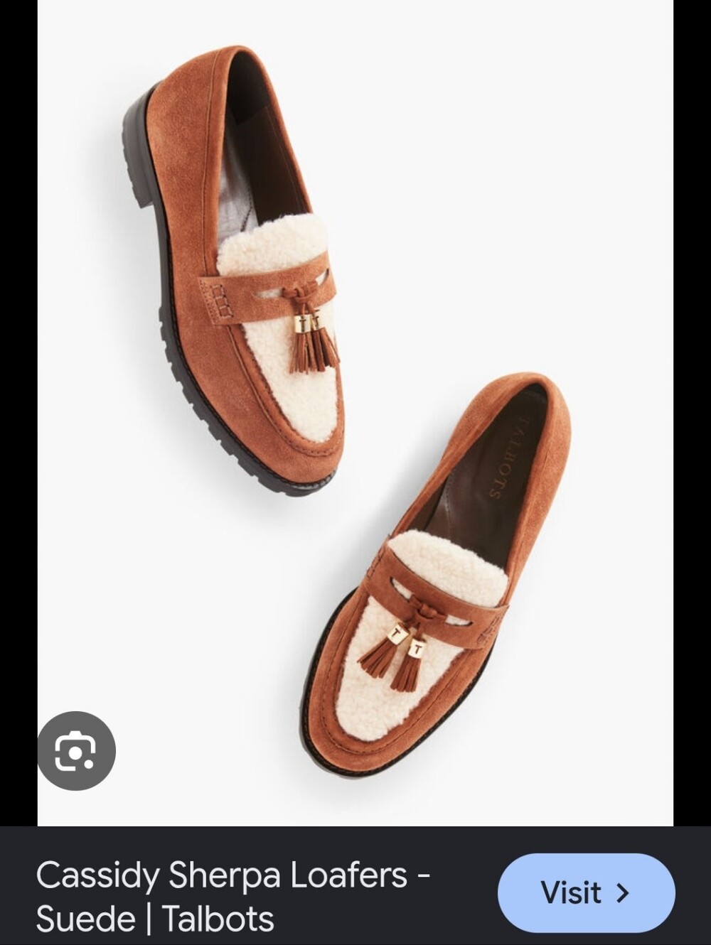 Talbots Chestnut Suede Tassel Sherpa Loafers